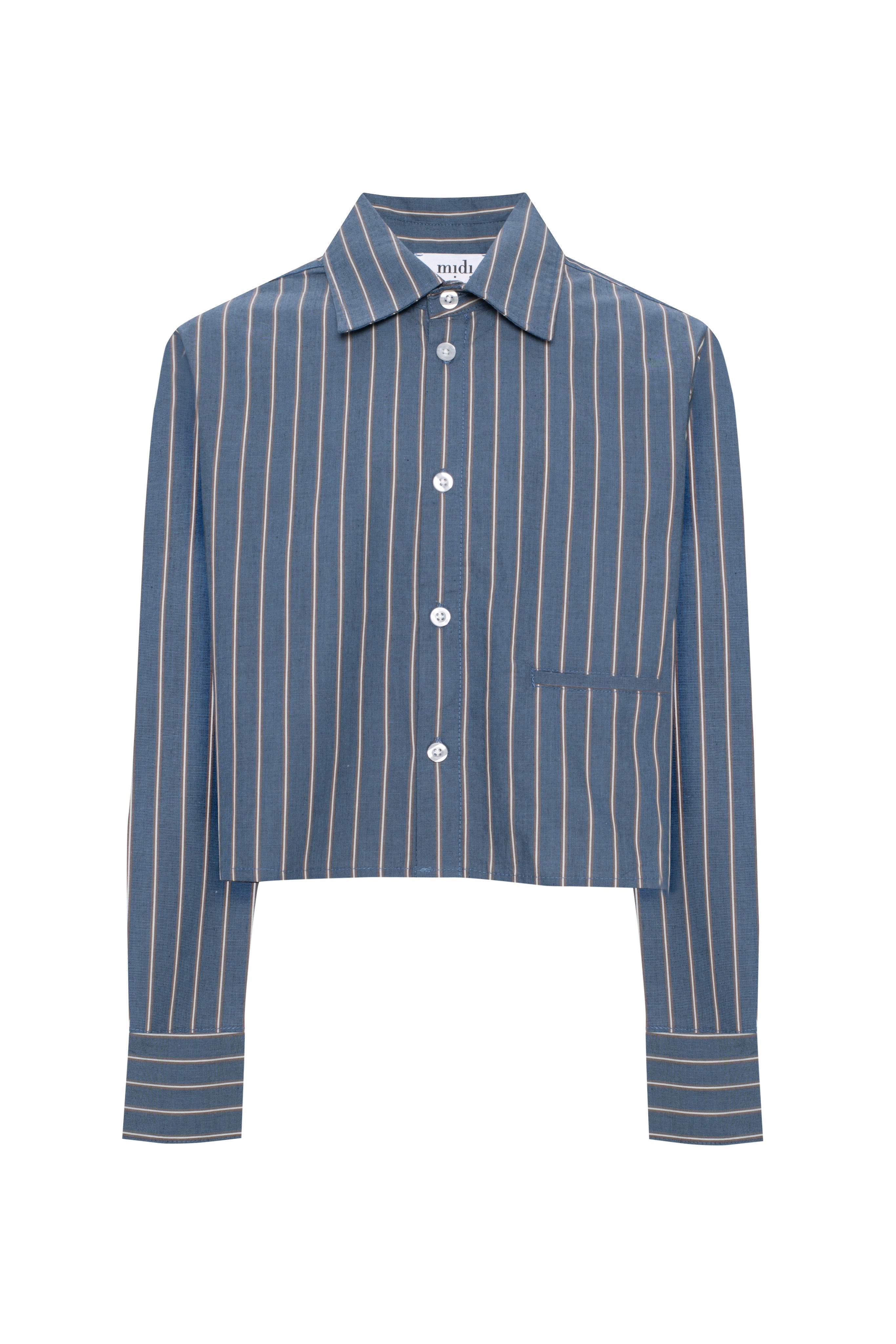 Cropped Stripped Button Down Blouse